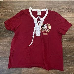 PINK VICTORIA’S SECRET | Florida State University FSU Lacy Crop Top Tee